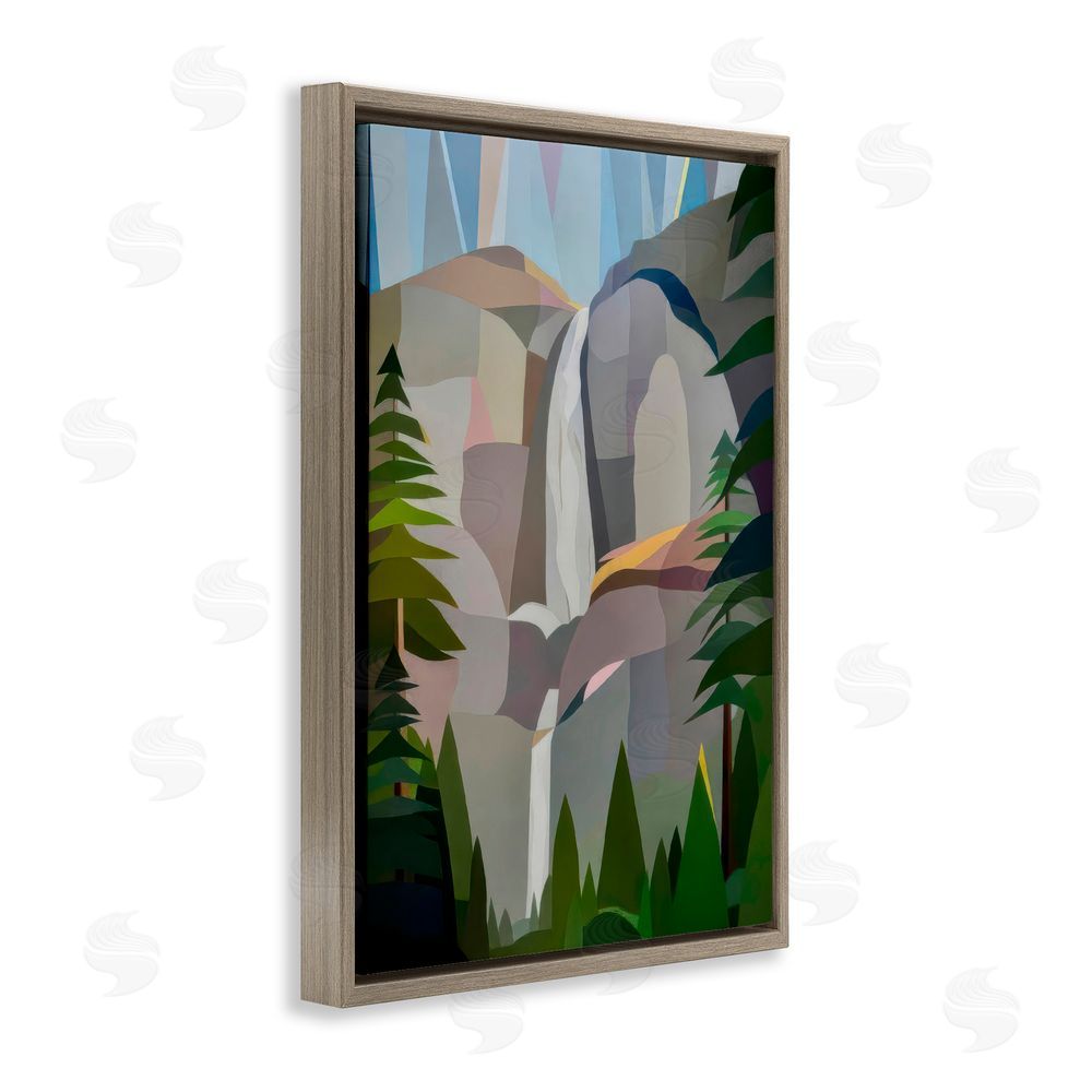 Melba Browne Morning Yosemite Falls Abstract Brown Floating Frame Canvas Wall Art Print