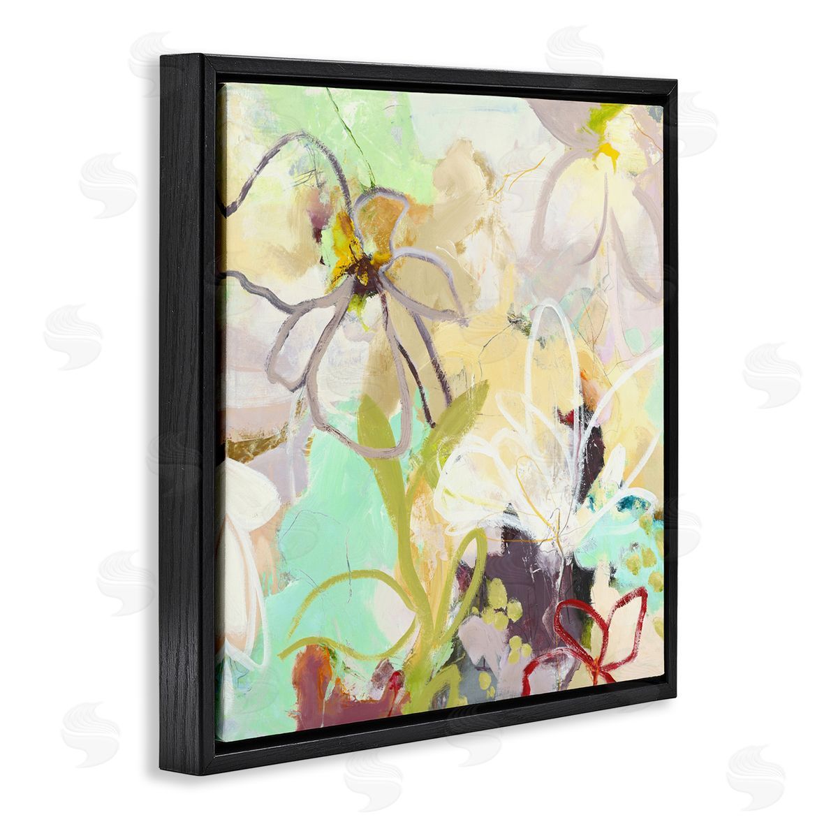 Design Fabrikken Last Days Of Spring Abstract Black Floating Frame Canvas Wall Art Print