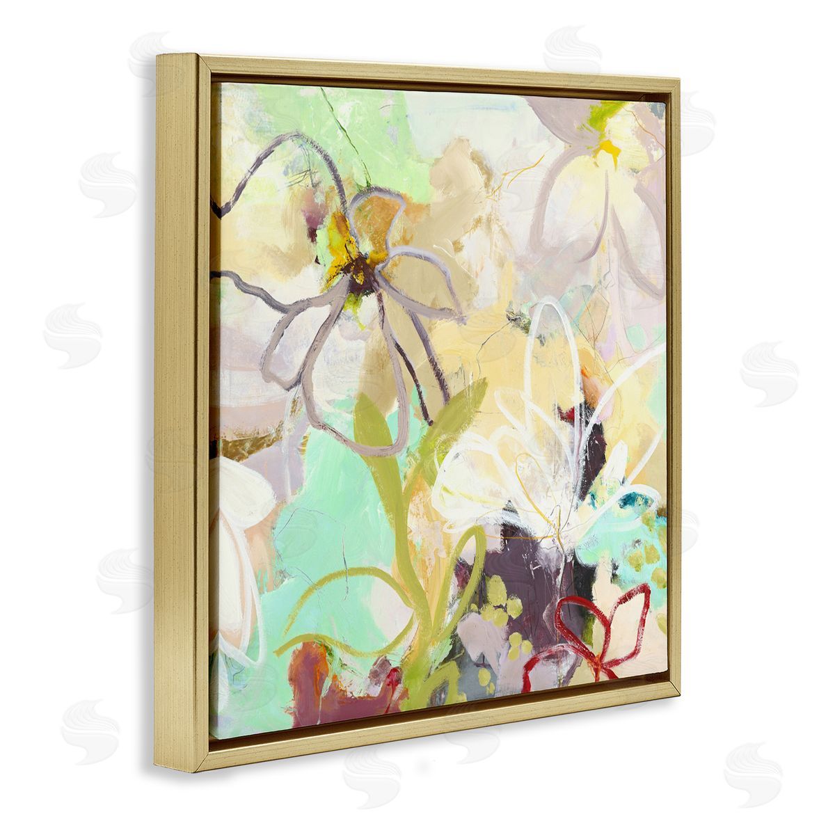 Design Fabrikken Last Days Of Spring Abstract Gold Floating Frame Canvas Wall Art Print