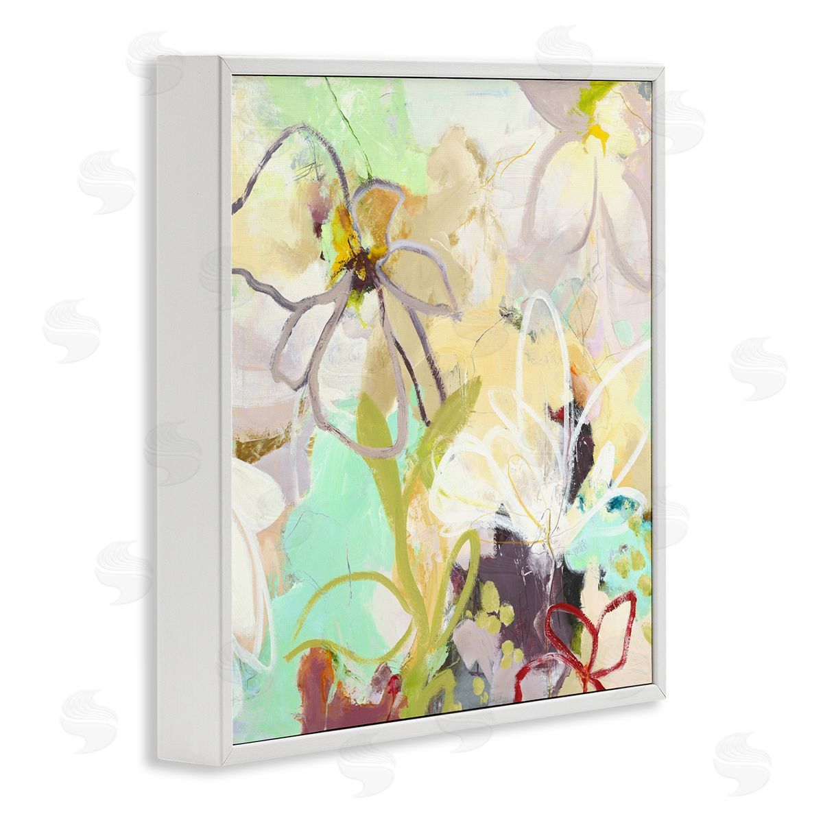 Design Fabrikken Last Days Of Spring Abstract White Framed Giclee Print Wall Art