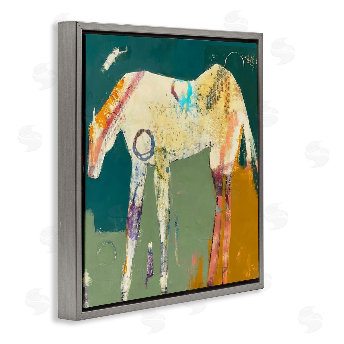 Dianna Fritzler Into The Mystic Horse Gray Floating Frame Canvas Wall Art Print