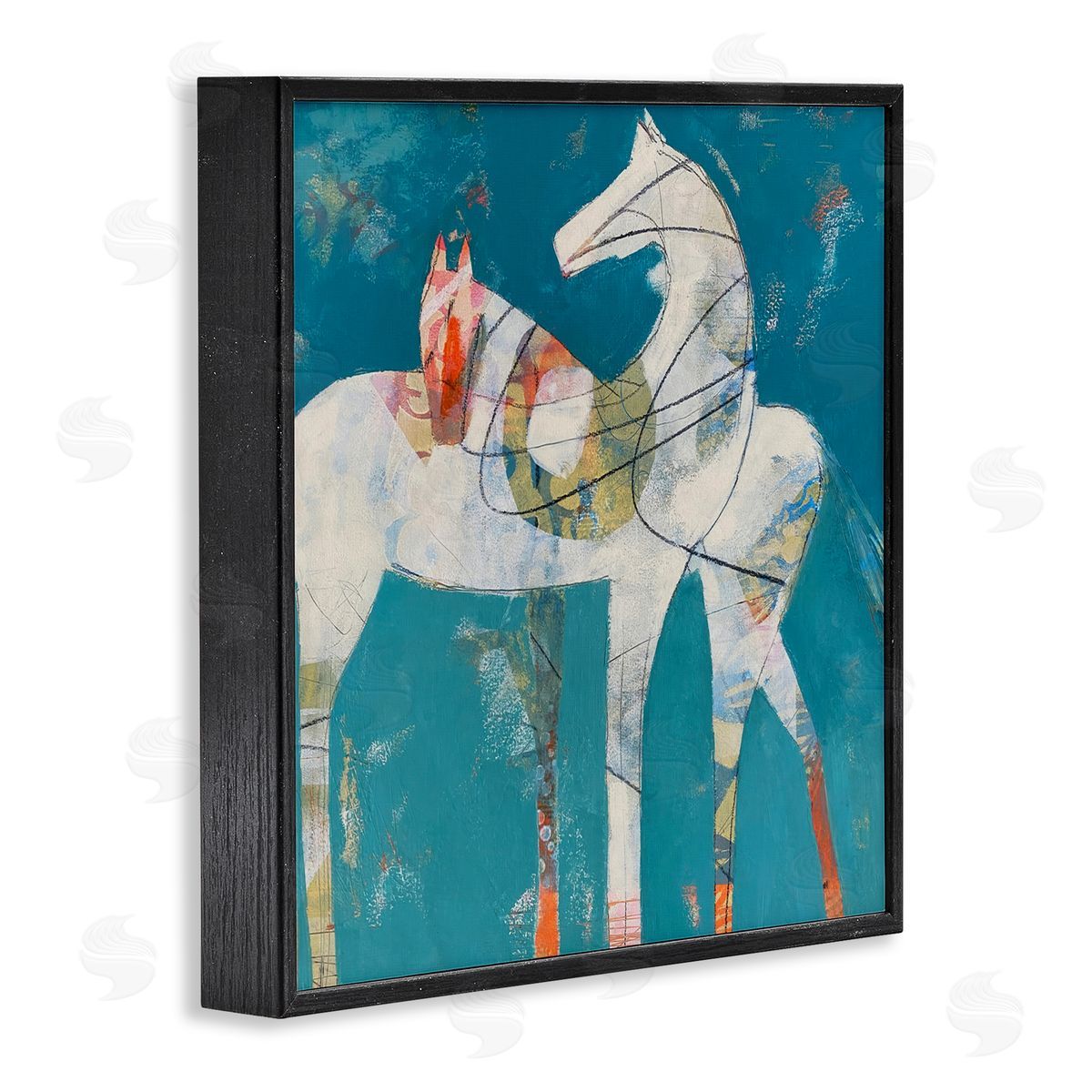 Dianna Fritzler In Sync Abstract Horse Pair Black Framed Giclee Print Wall Art
