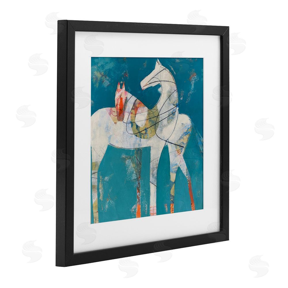 Dianna Fritzler In Sync Abstract Horse Pair Black Framed Print Under Glass Wall Art