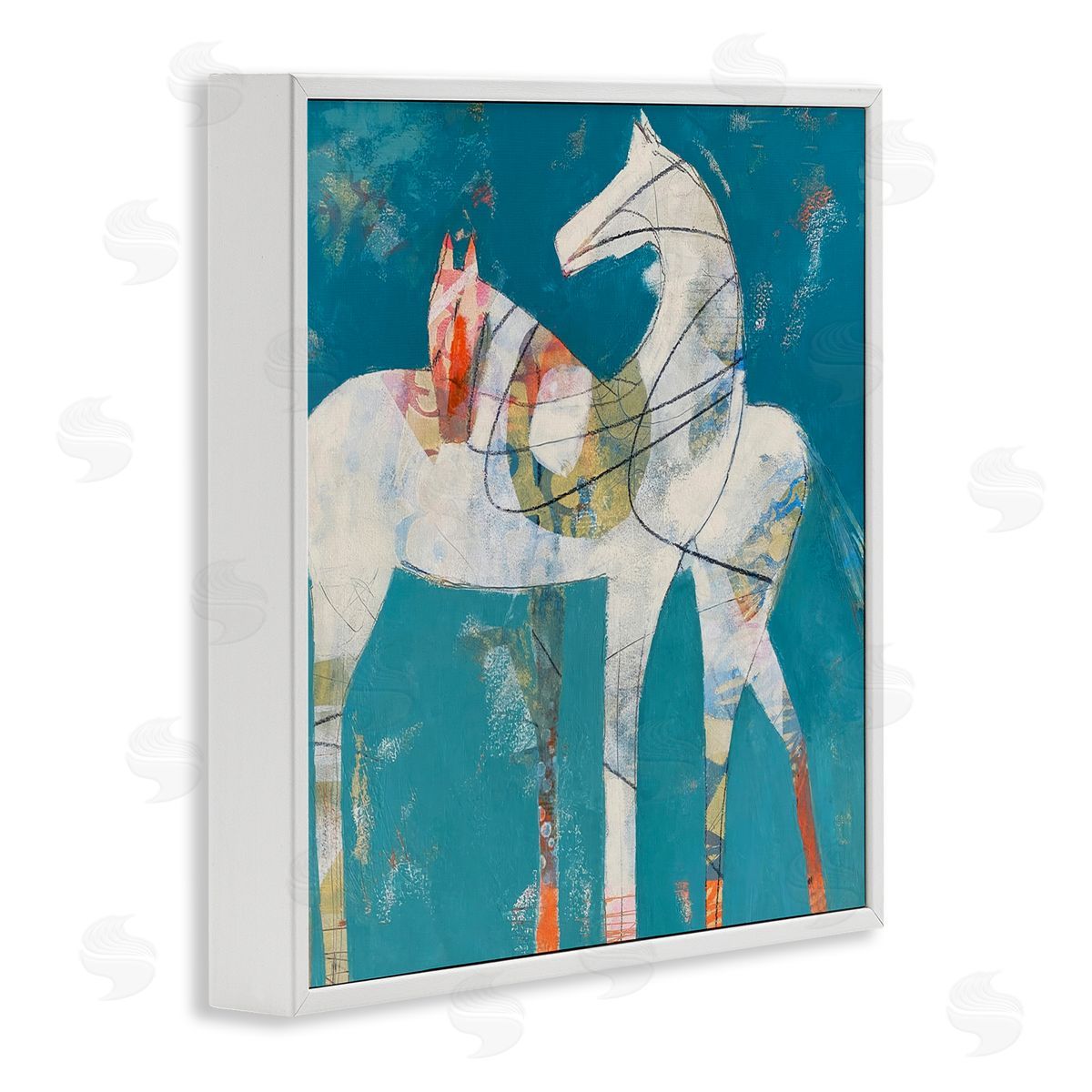Dianna Fritzler In Sync Abstract Horse Pair White Framed Giclee Print Wall Art