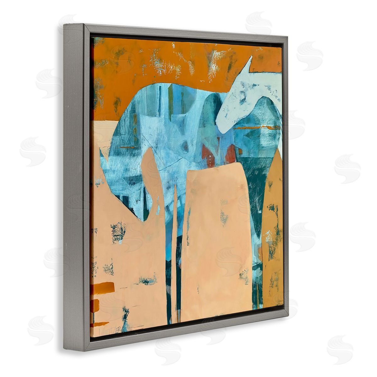 Dianna Fritzler Kindred Crush Horses Gray Floating Frame Canvas Wall Art Print