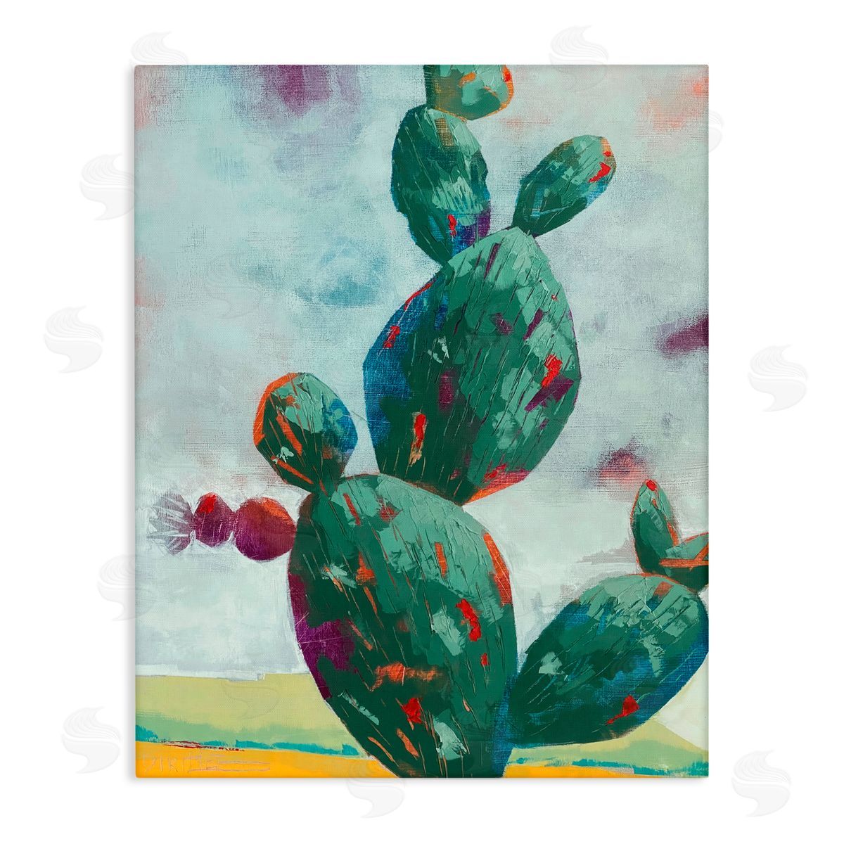 Dianna Fritzler Stand Tall Rounded Cacti Stretched Canvas Wall Art Print