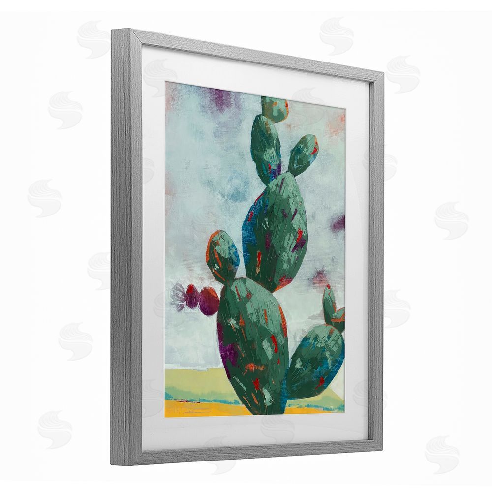 Dianna Fritzler Stand Tall Rounded Cacti Gray Framed Print Under Glass Wall Art