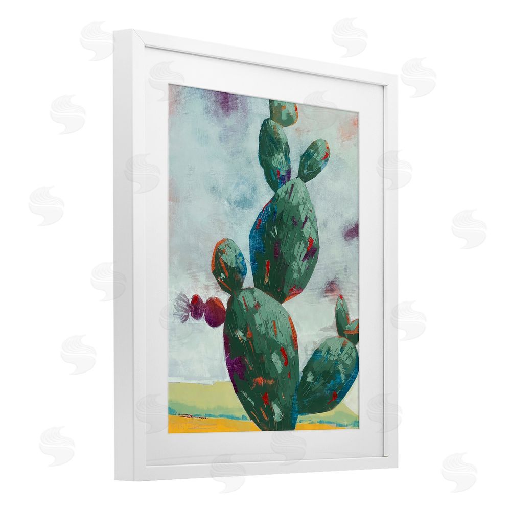Dianna Fritzler Stand Tall Rounded Cacti White Framed Print Under Glass Wall Art