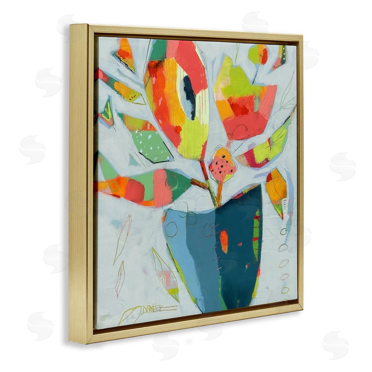 Dianna Fritzler Getting My Groove On Gold Floating Frame Canvas Wall Art Print