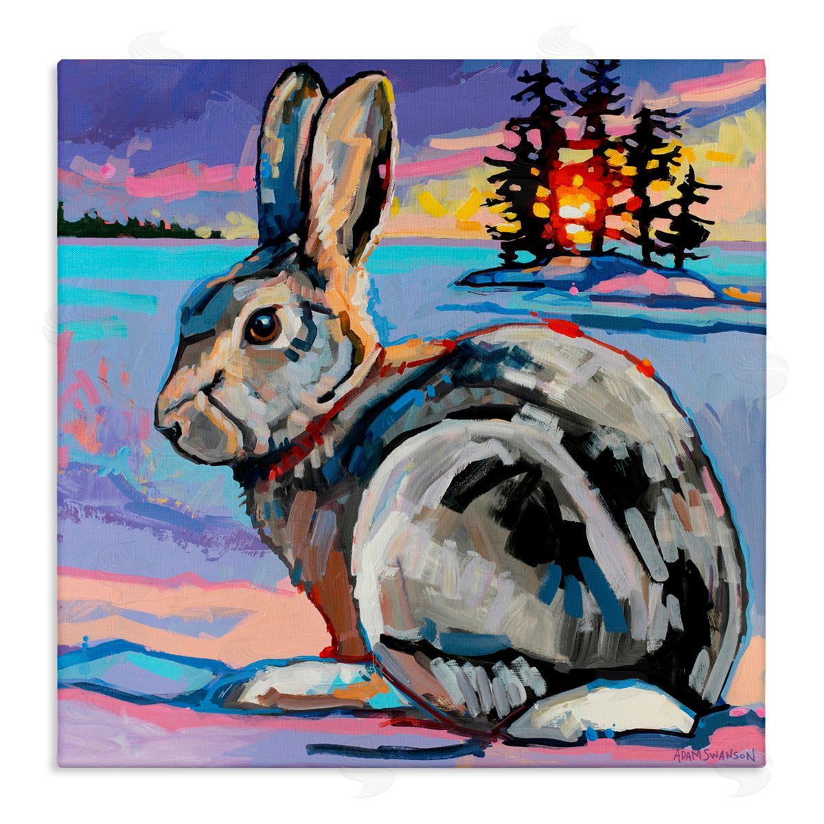 Adam Swanson Runaway Goliath Rabbit Stretched Canvas Wall Art Print