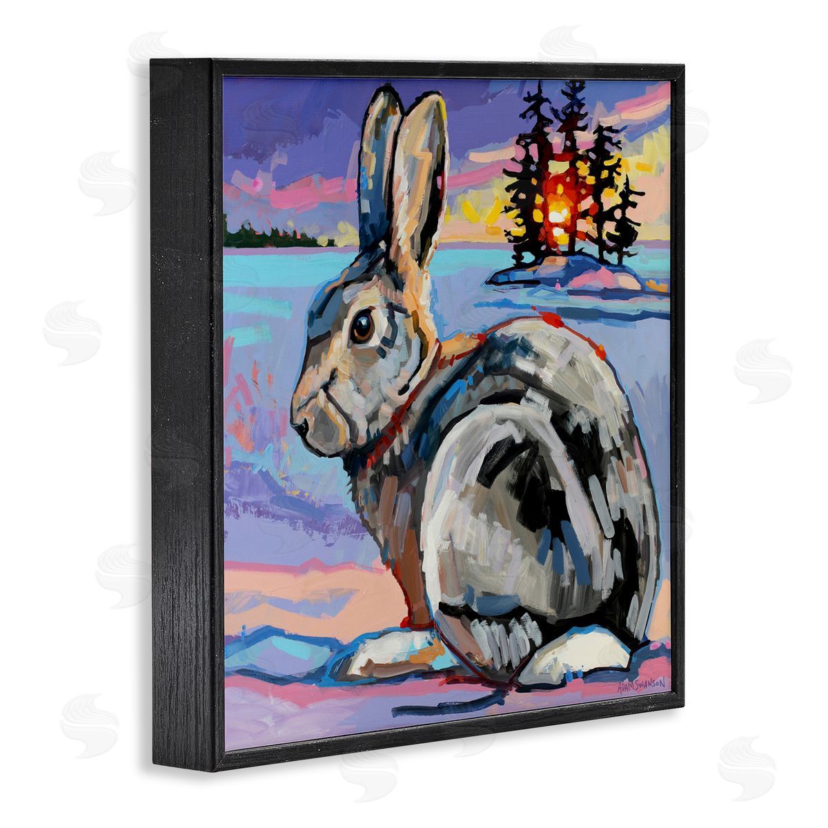 Adam Swanson Runaway Goliath Rabbit Black Framed Giclee Print Wall Art