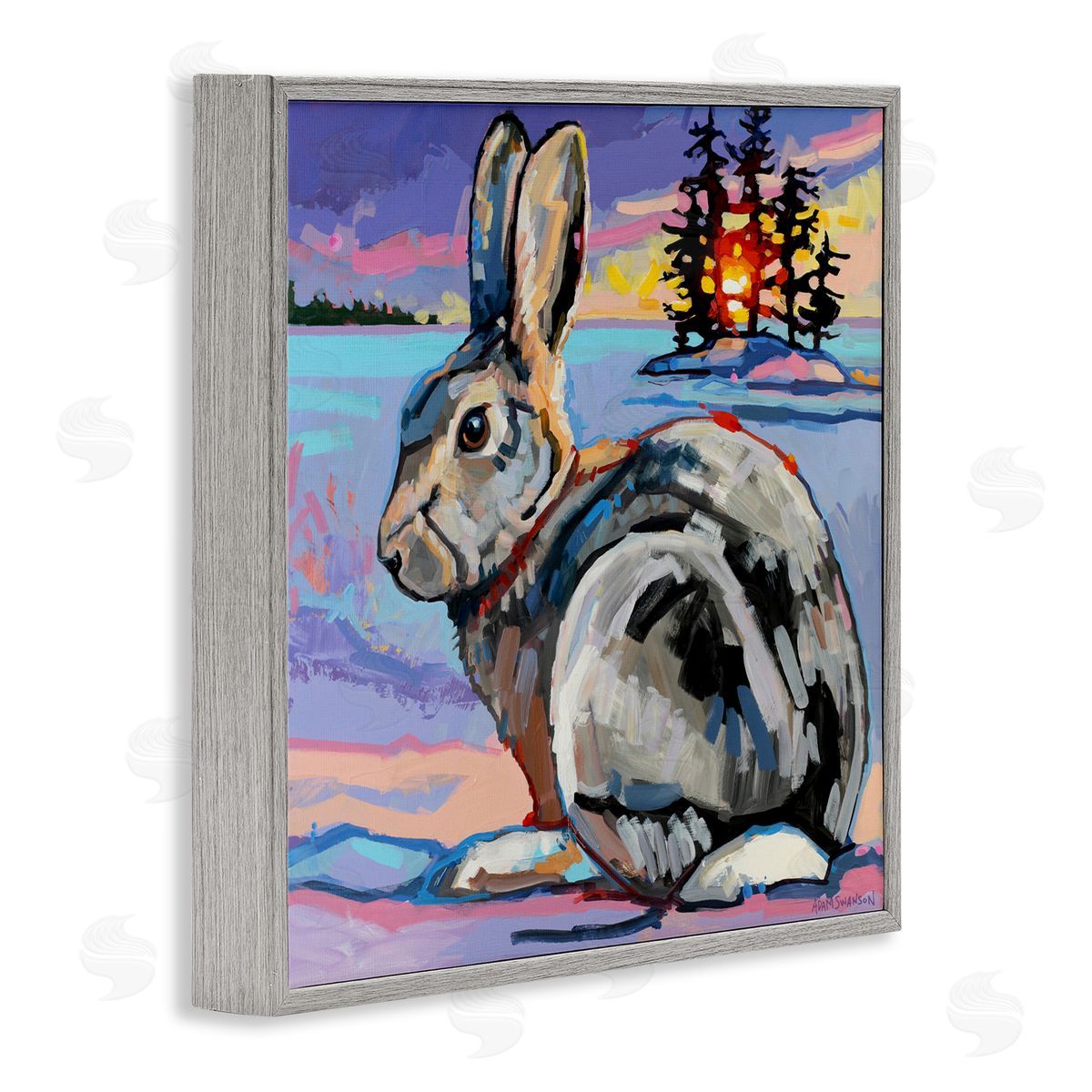 Adam Swanson Runaway Goliath Rabbit Gray Framed Giclee Print Wall Art