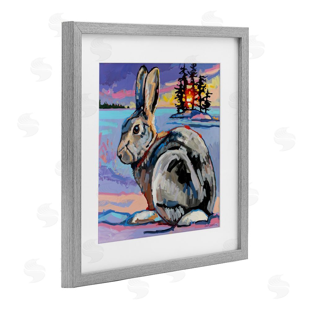 Adam Swanson Runaway Goliath Rabbit Gray Framed Print Under Glass Wall Art