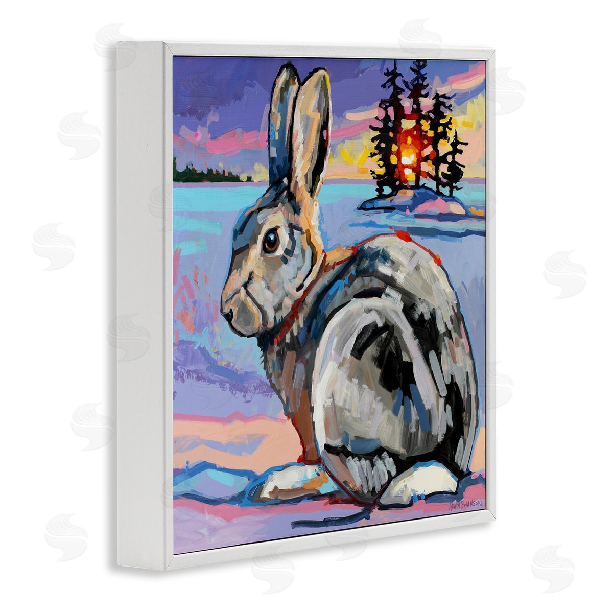 Adam Swanson Runaway Goliath Rabbit White Framed Giclee Print Wall Art
