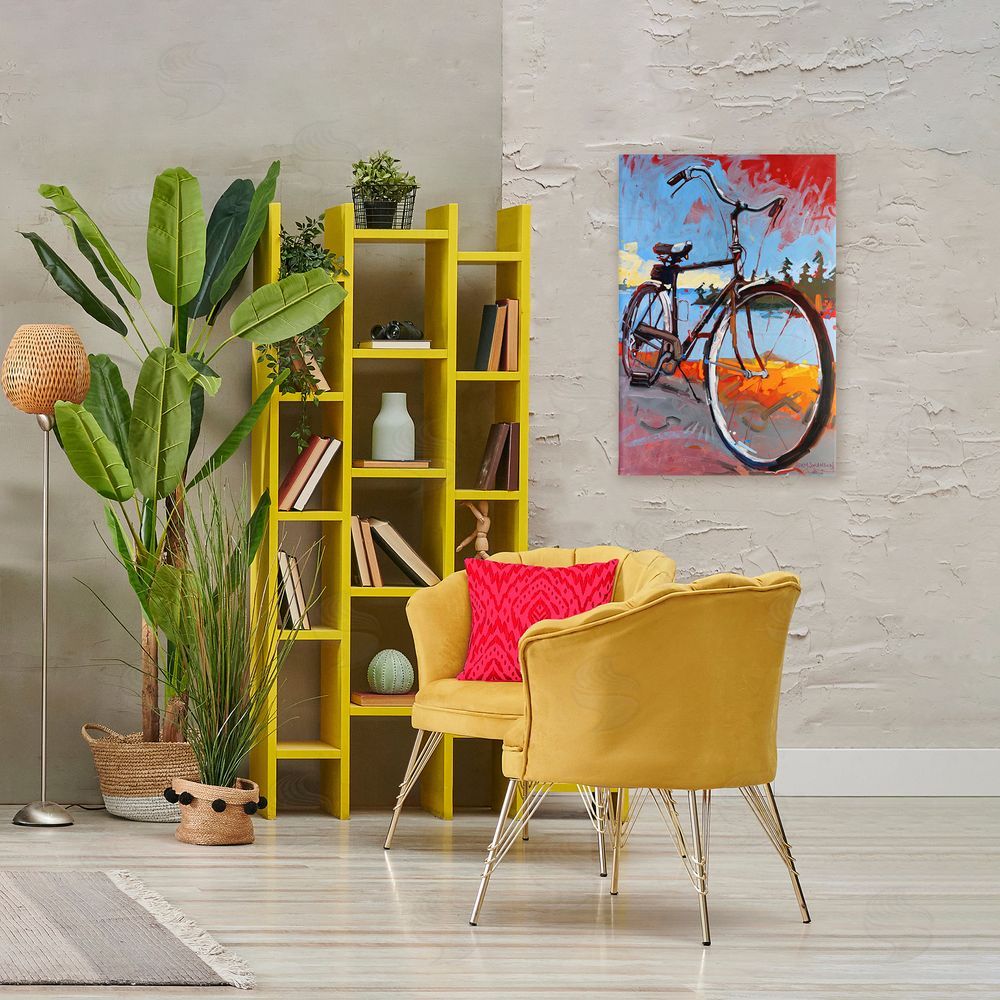 Adam Swanson Tonight Bicycle Journey Stretched Canvas Wall Art Print in Room