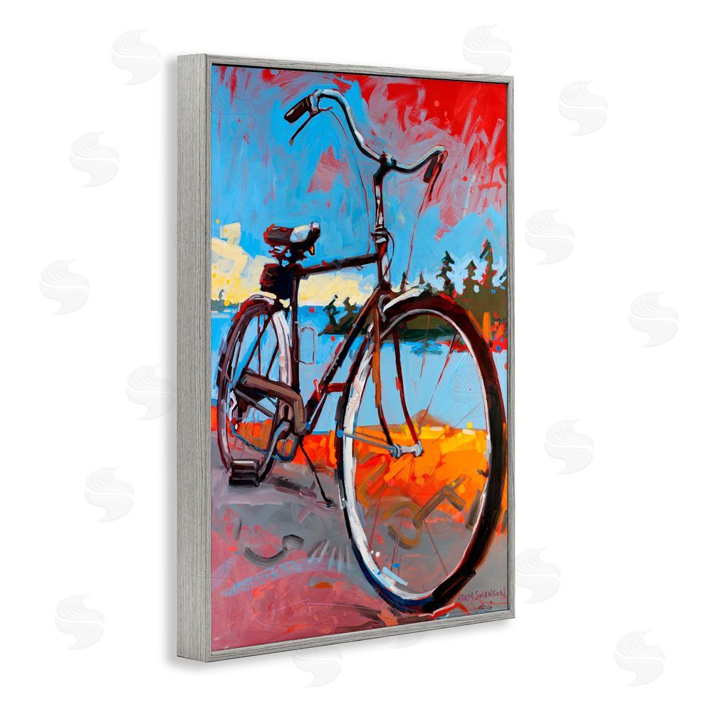 Adam Swanson Tonight Bicycle Journey Gray Framed Giclee Print Wall Art