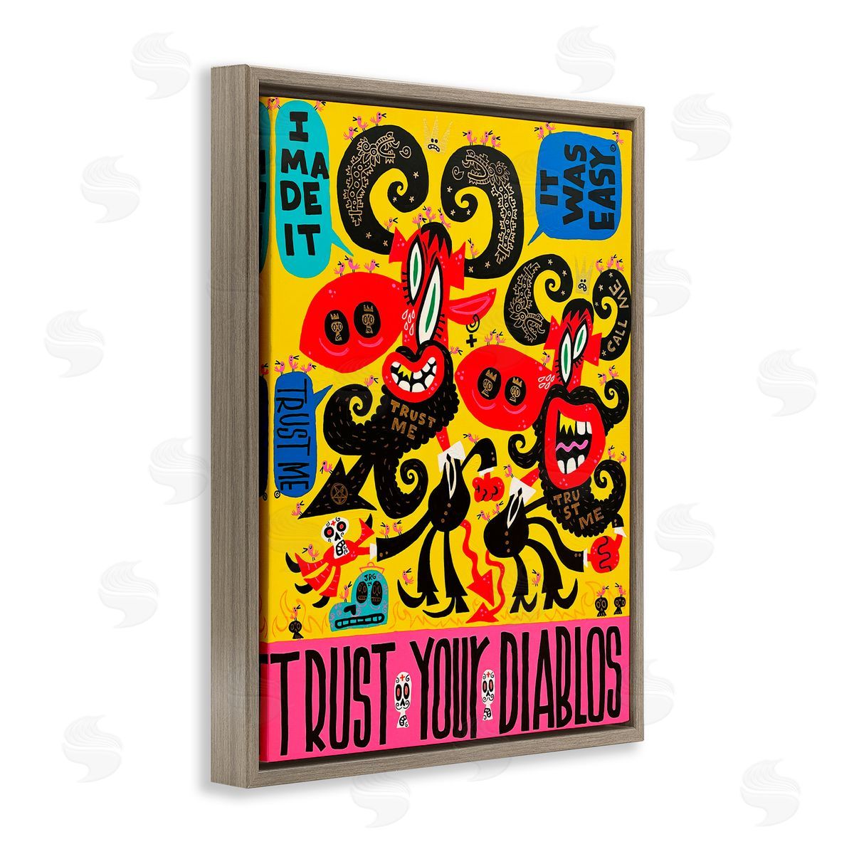 Jorge R. Gutierrez Trust Your Diablos Brown Floating Frame Canvas Wall Art Print