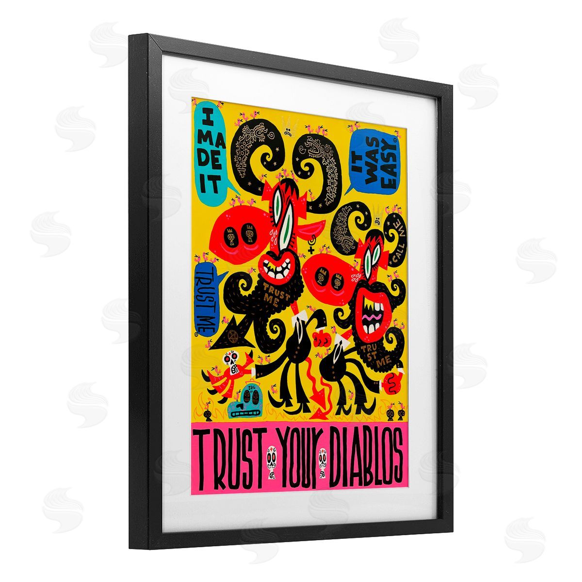 Jorge R. Gutierrez Trust Your Diablos Black Framed Print Under Glass with White Mat Wall Art