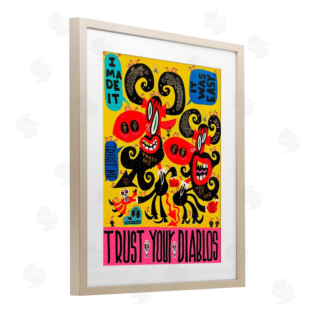 Jorge R. Gutierrez Trust Your Diablos Birch Framed Print Under Glass with White Mat Wall Art