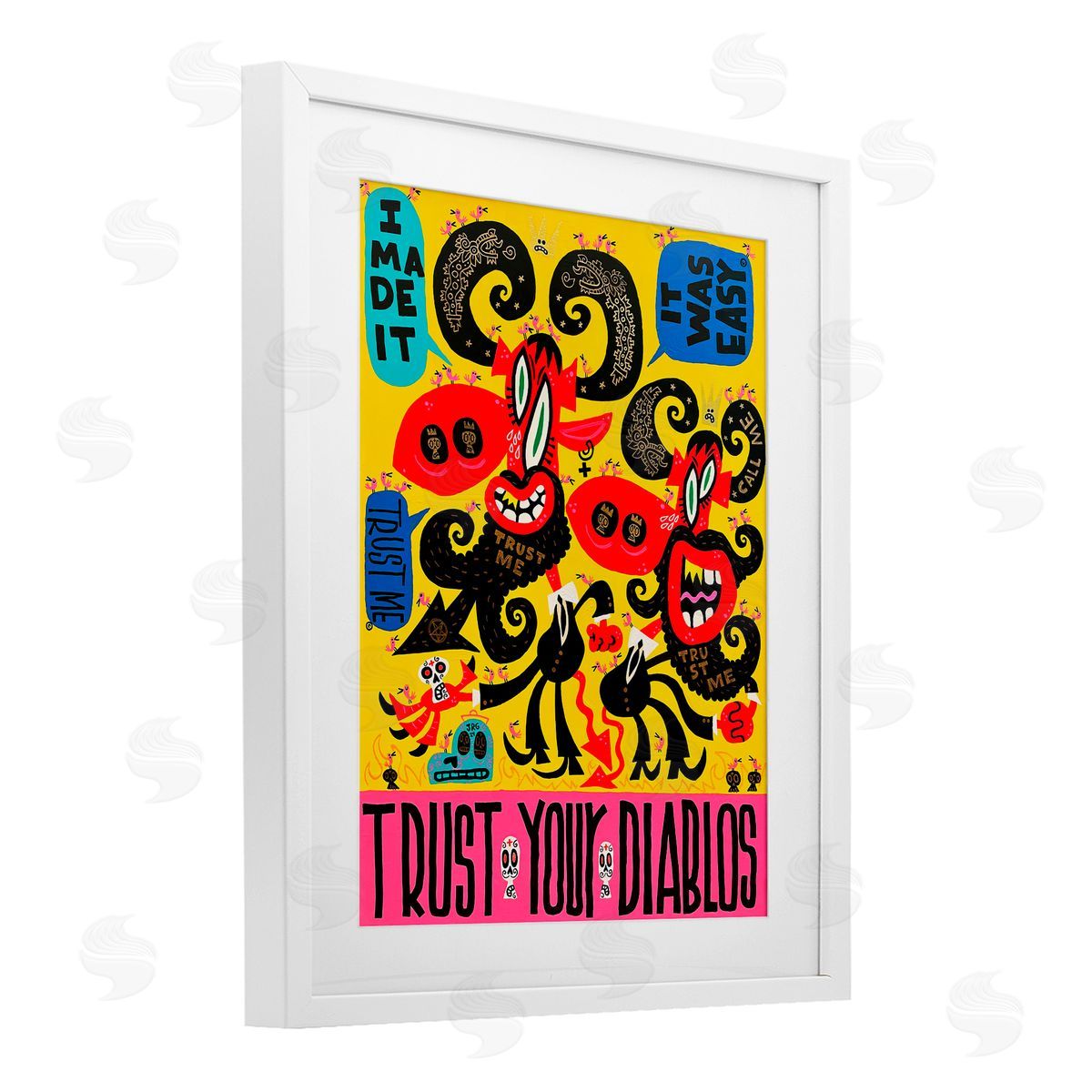 Jorge R. Gutierrez Trust Your Diablos White Framed Print Under Glass with Mat Wall Art