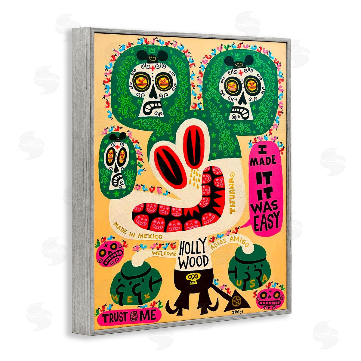 Jorge R. Gutierrez Mexico Culture Whimsy Cartoon Gray Framed Giclee Wall Art Print