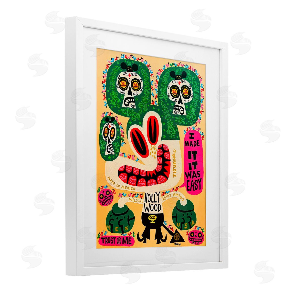 Jorge R. Gutierrez Mexico Culture Whimsy Cartoon White Framed Print Under Glass with Mat Wall Art