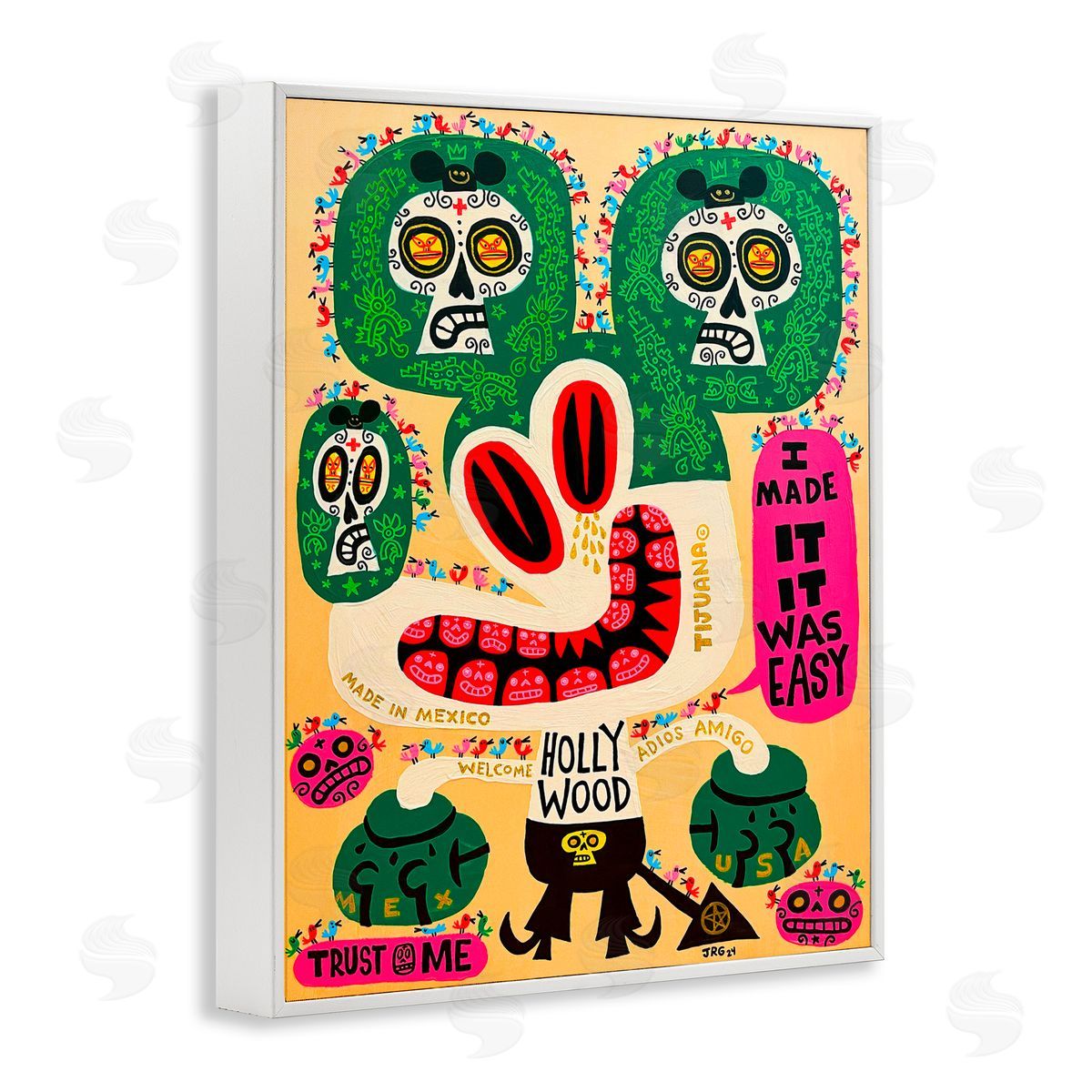 Jorge R. Gutierrez Mexico Culture Whimsy Cartoon White Framed Giclee Wall Art Print