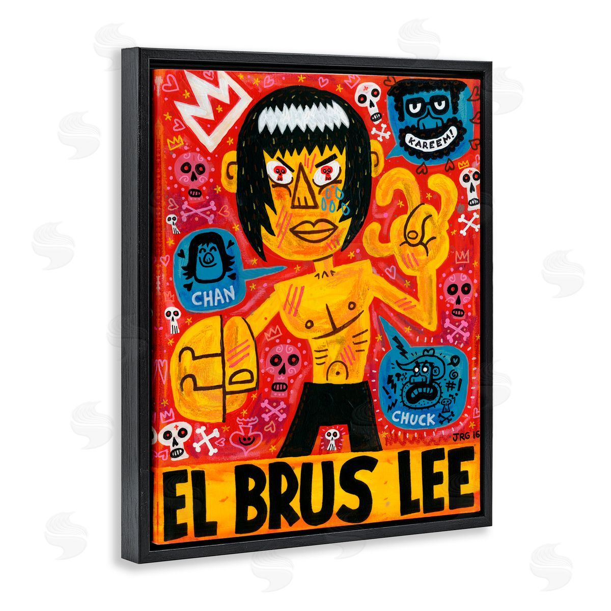 Jorge R. Gutierrez El Brus Lee Iconic Culture Black Floating Frame Canvas Wall Art Print