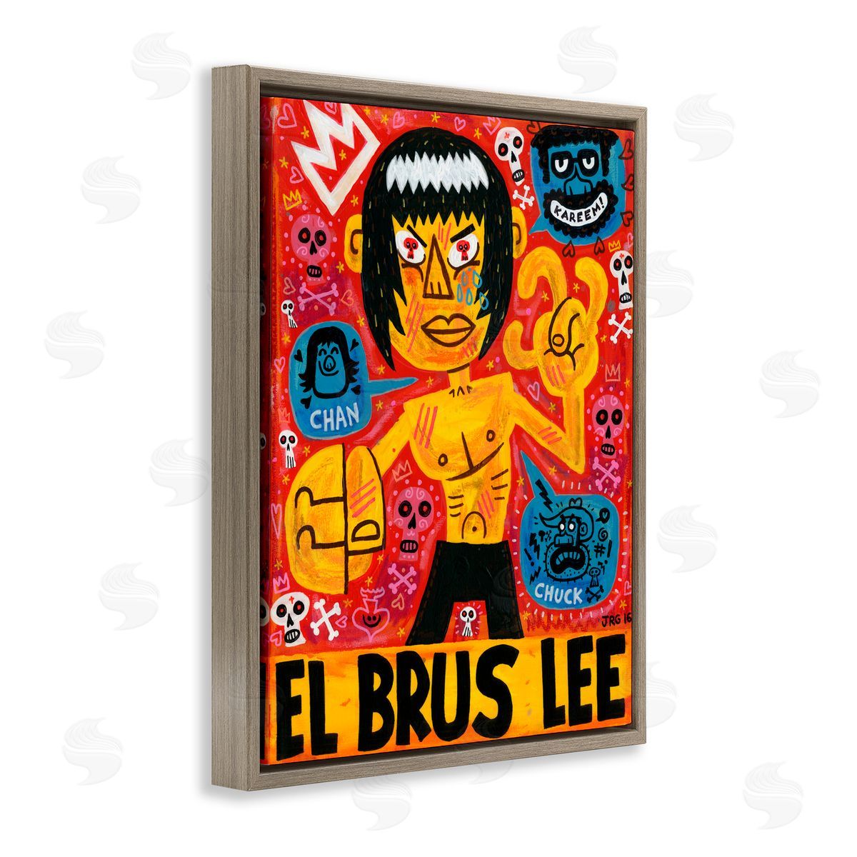 Jorge R. Gutierrez El Brus Lee Iconic Culture Brown Floating Frame Canvas Wall Art Print