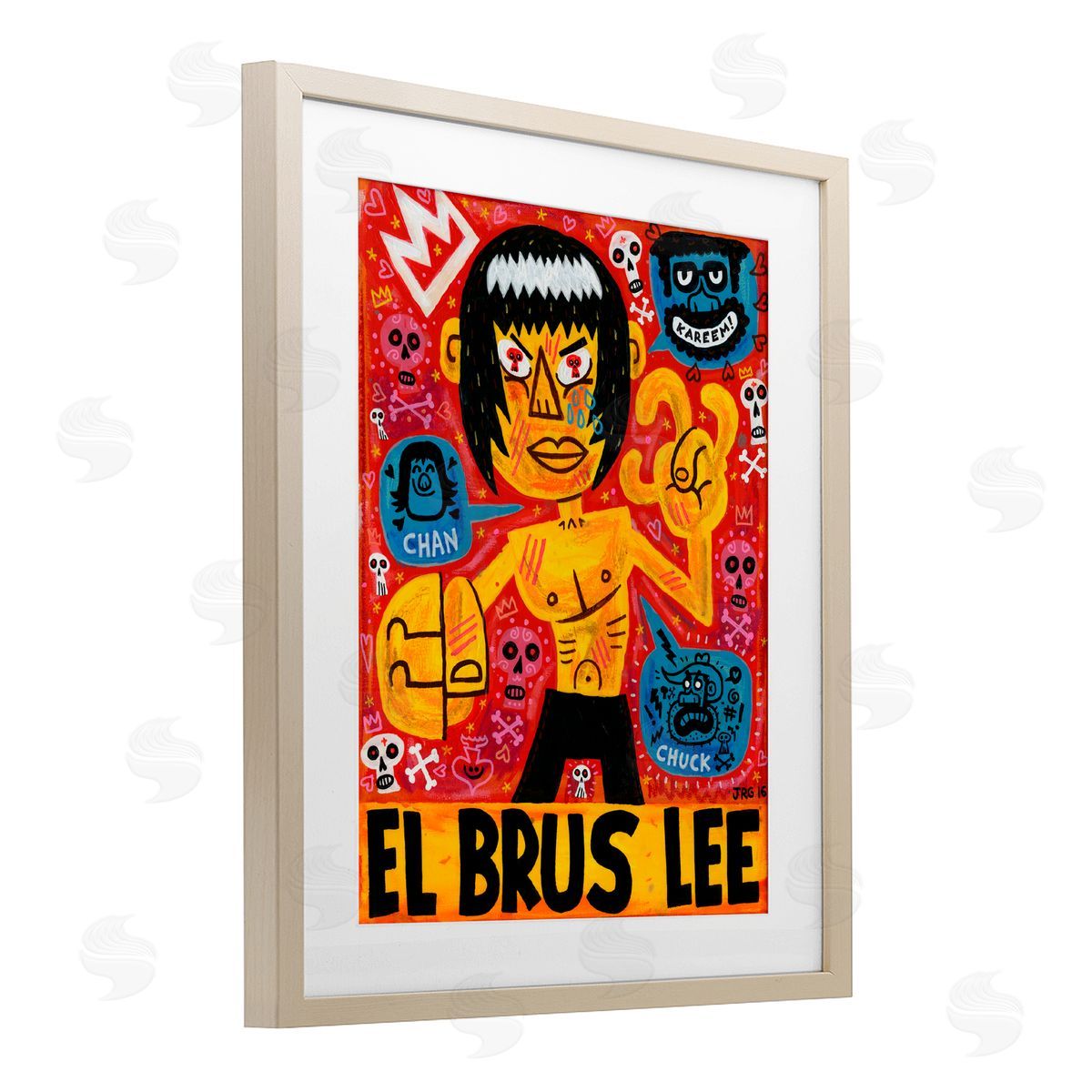 Jorge R. Gutierrez El Brus Lee Iconic Culture Birch Framed Print Under Glass with White Mat Wall Art