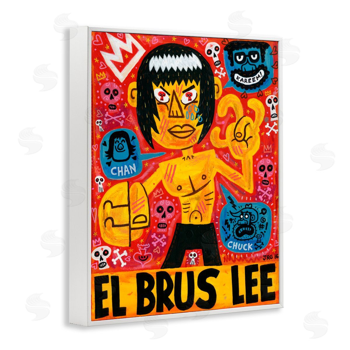 Jorge R. Gutierrez El Brus Lee Iconic Culture White Framed Giclee Wall Art Print