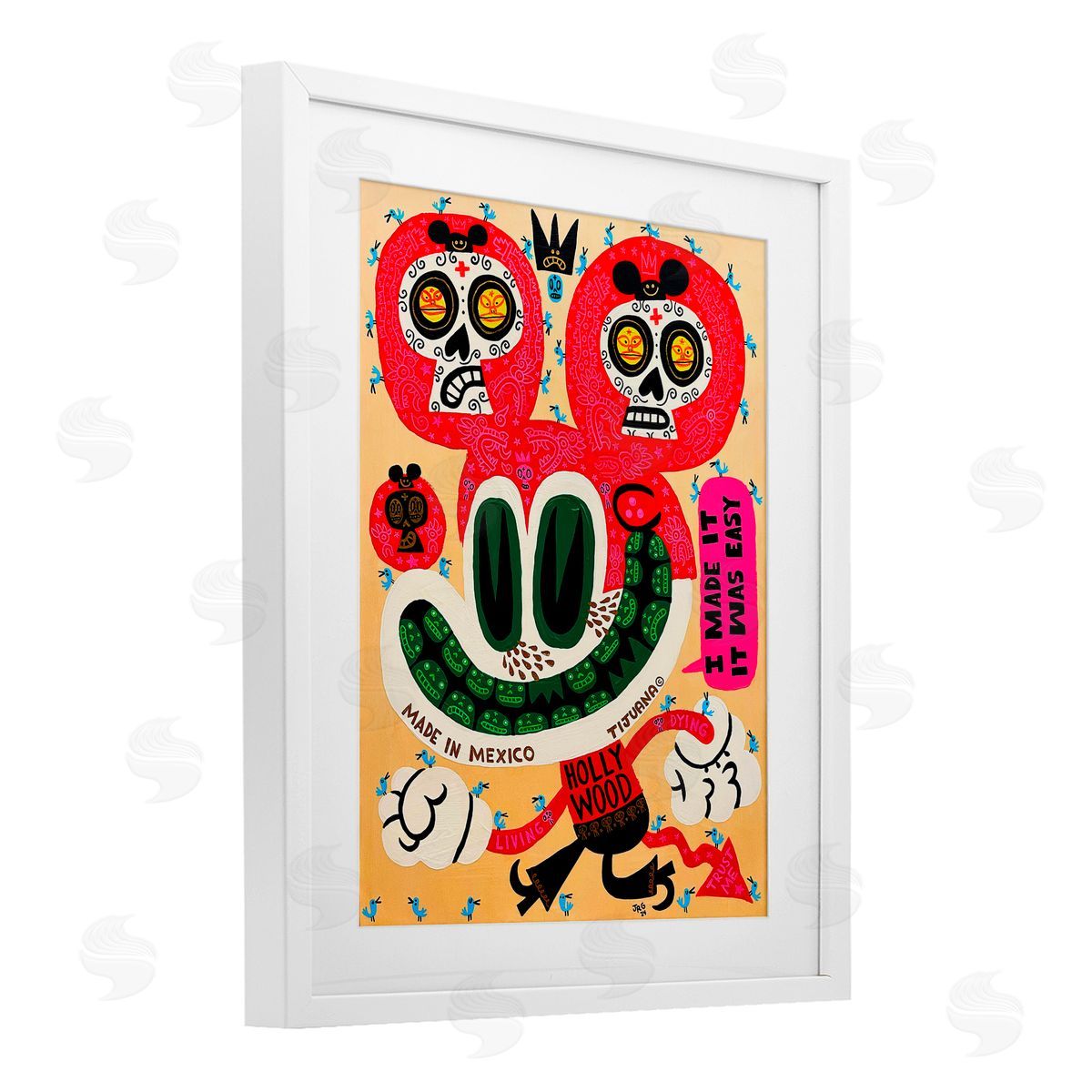 Jorge R. Gutierrez Bright Mexico Cartoon White Framed Print Under Glass with Mat Wall Art