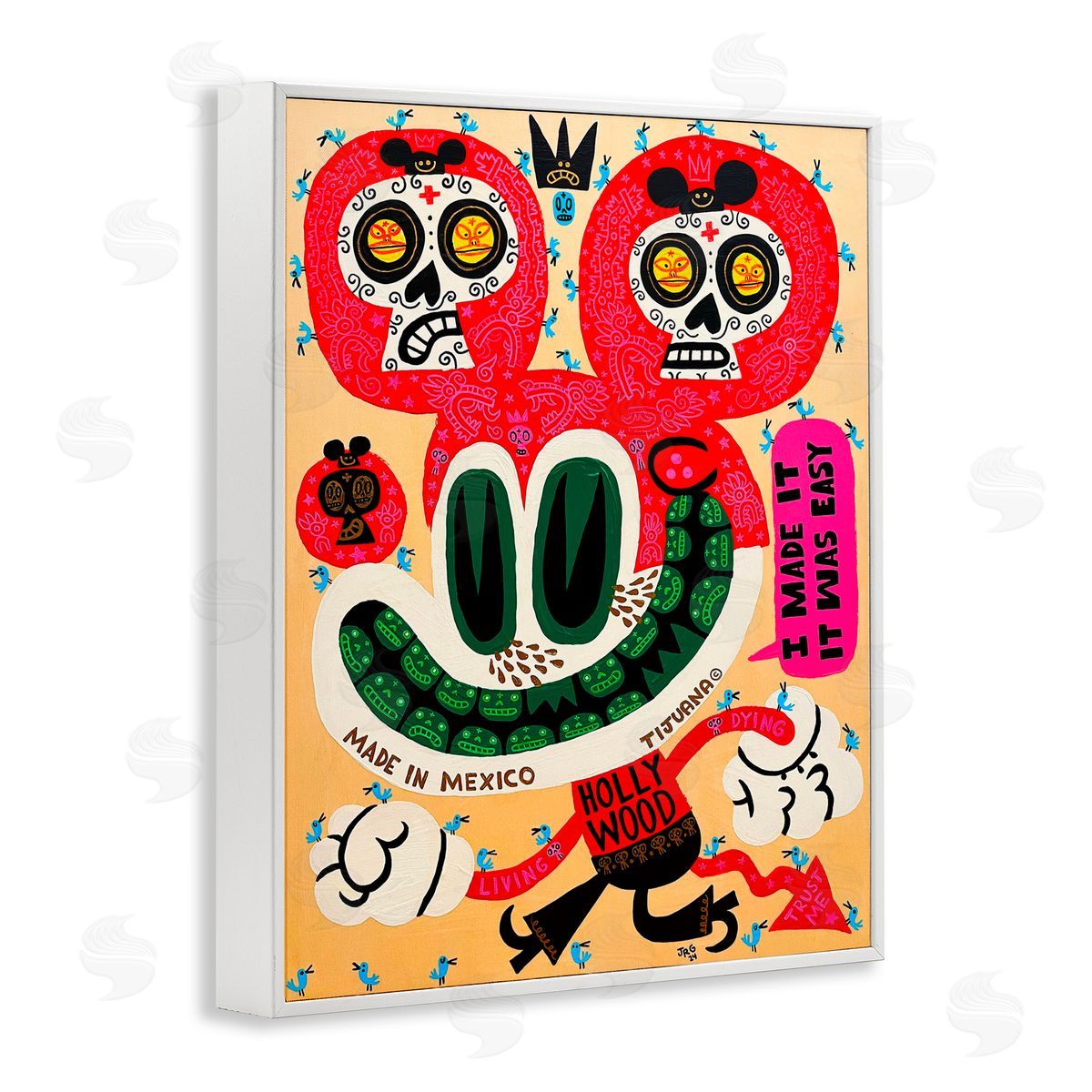 Jorge R. Gutierrez Bright Mexico Cartoon White Framed Giclee Wall Art Print