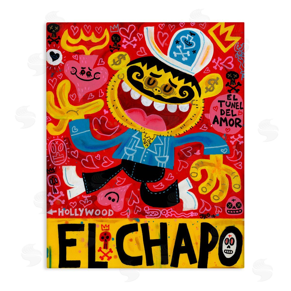 Jorge R. Gutierrez El Chapo Whimsical Cartoon Canvas Wall Art Print
