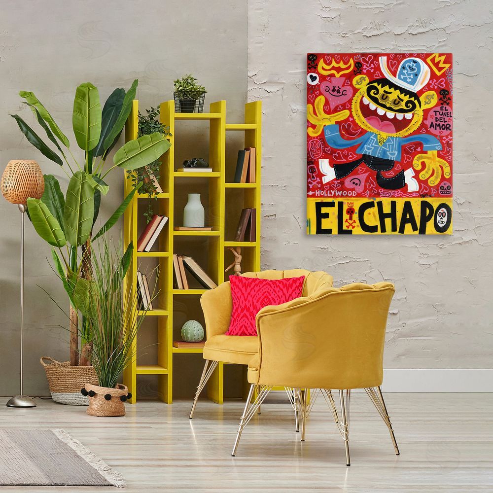 Jorge R. Gutierrez El Chapo Whimsical Cartoon Canvas Art on Wall