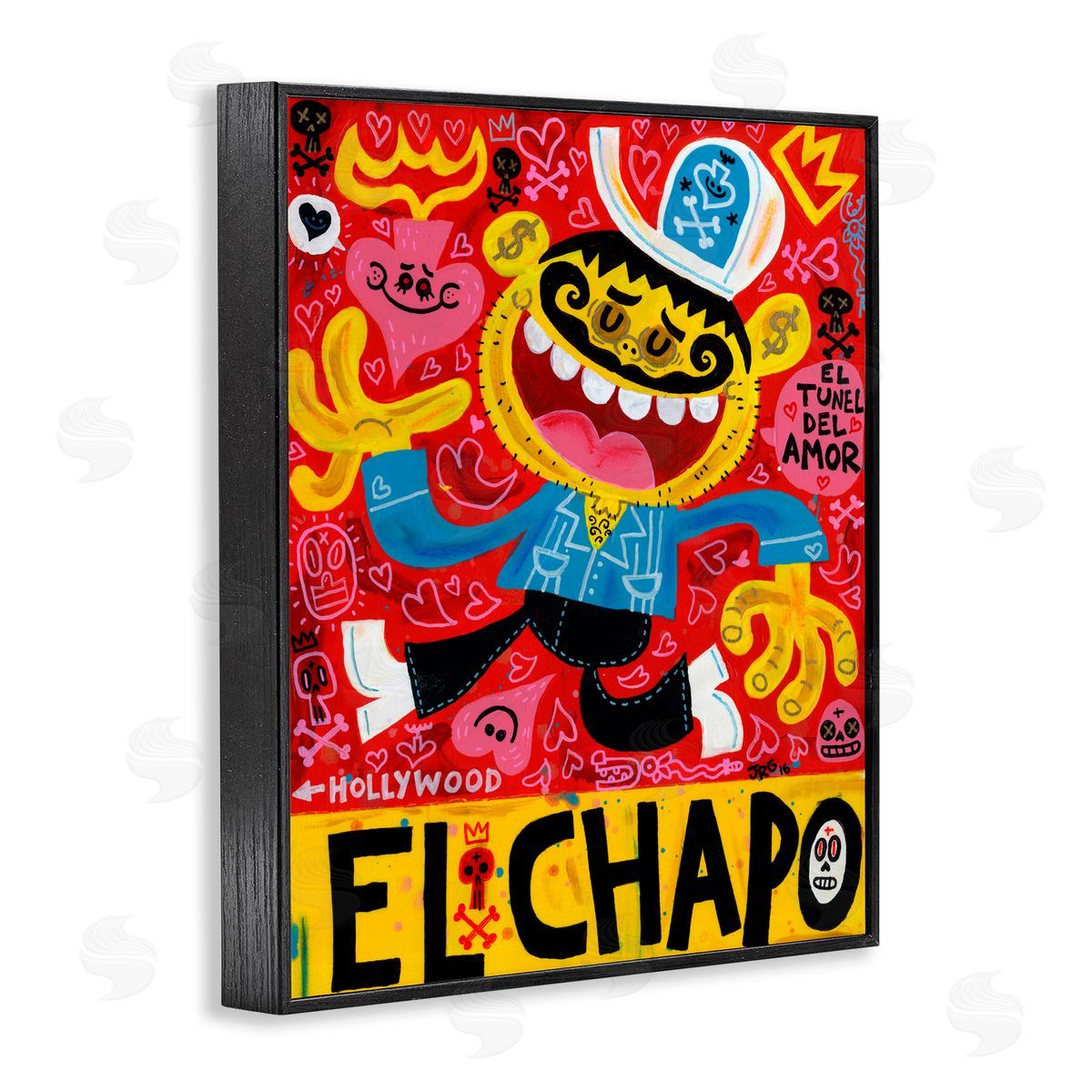 Jorge R. Gutierrez El Chapo Whimsical Cartoon Black Framed Giclee Wall Art Print