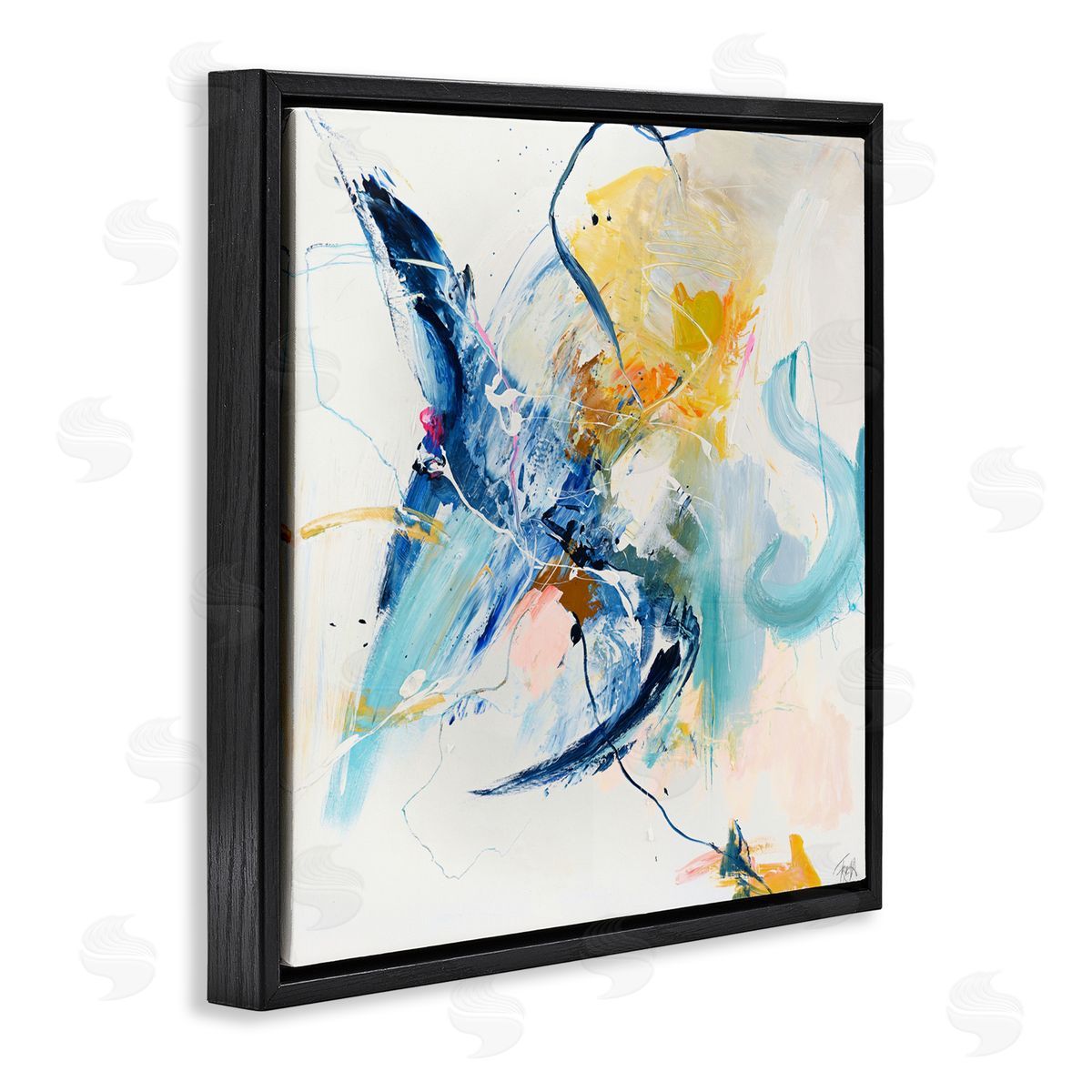 Design Fabrikken Confident Blue Abstraction Black Floating Frame Canvas Wall Art Print
