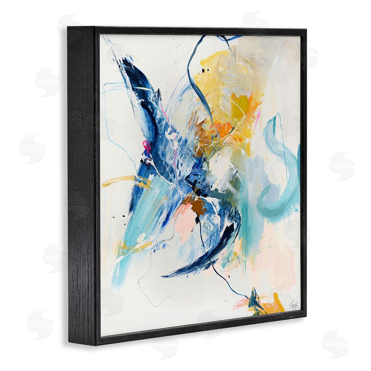 Design Fabrikken Confident Blue Abstraction Black Framed Giclee Print Wall Art