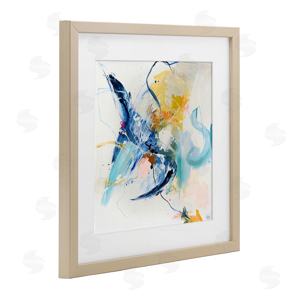 Design Fabrikken Confident Blue Abstraction Brown Framed Print Under Glass Wall Art