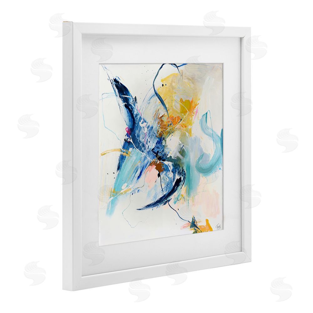 Design Fabrikken Confident Blue Abstraction White Framed Print Under Glass Wall Art