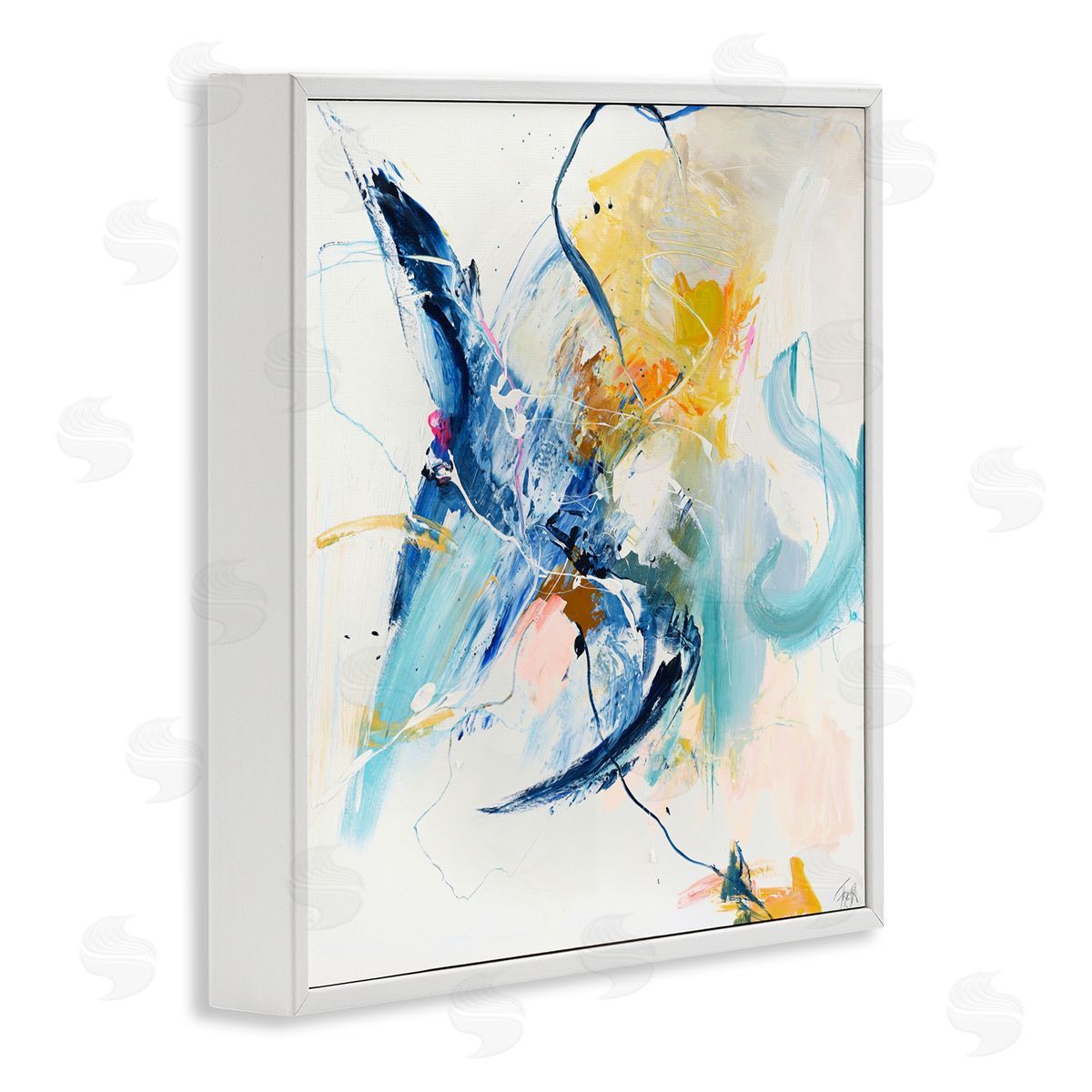 Design Fabrikken Confident Blue Abstraction White Framed Giclee Print Wall Art