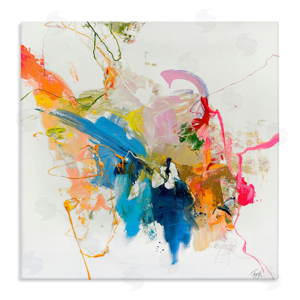 Design Fabrikken Confident Pink Abstraction Stretched Canvas Wall Art Print