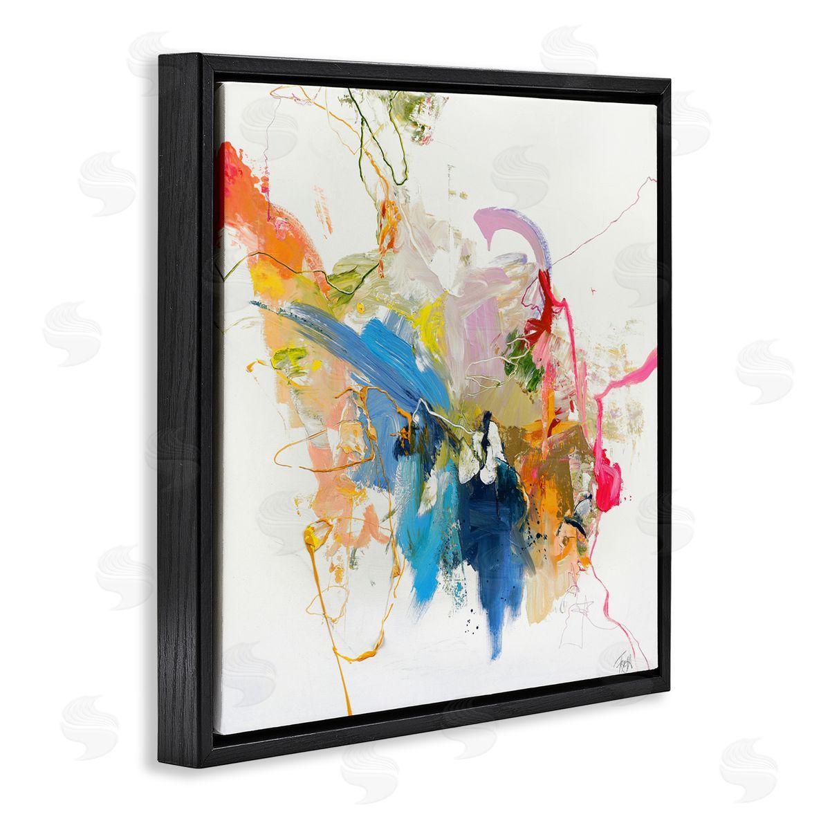 Design Fabrikken Confident Pink Abstraction Black Floating Frame Canvas Wall Art Print