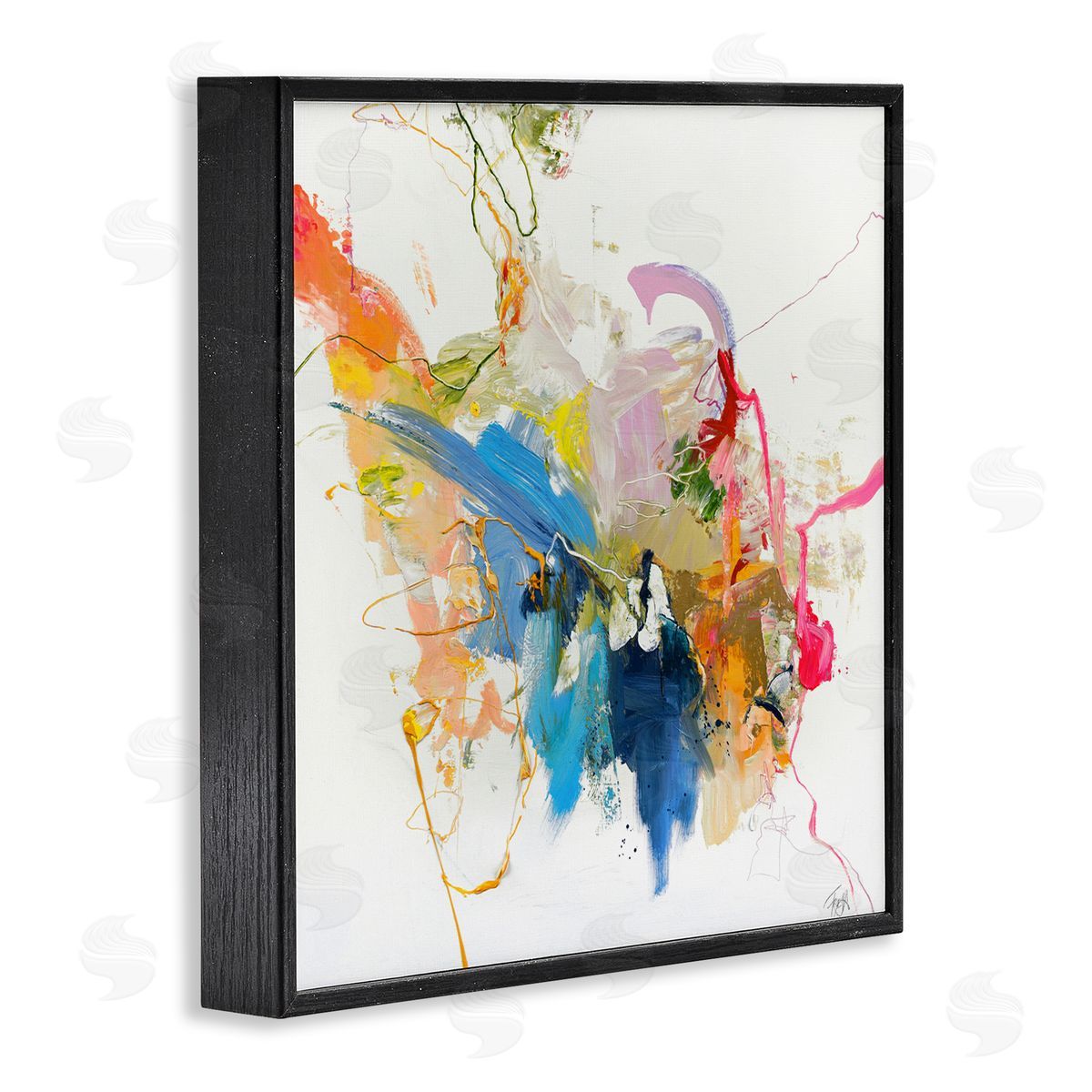Design Fabrikken Confident Pink Abstraction Black Framed Giclee Print Wall Art