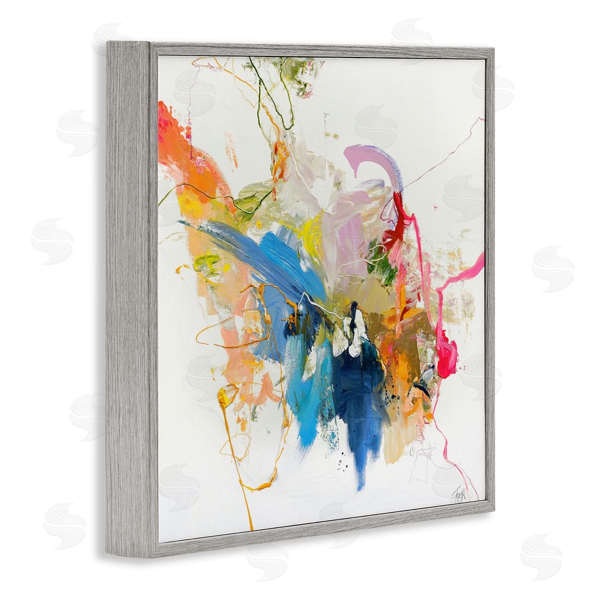 Design Fabrikken Confident Pink Abstraction Gray Framed Giclee Print Wall Art