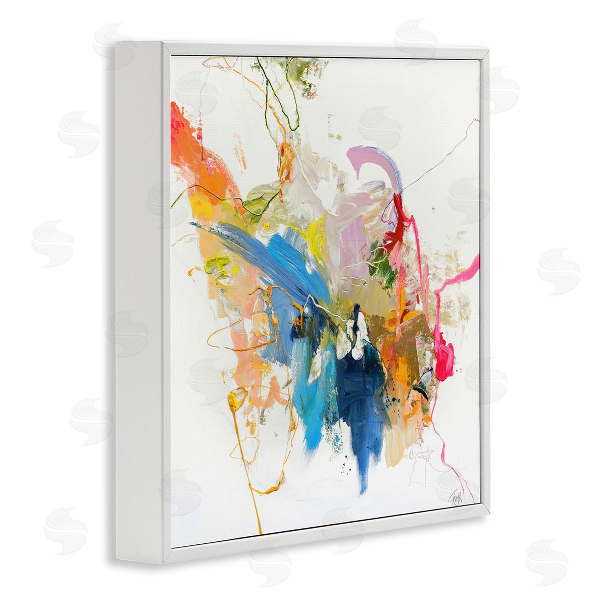 Design Fabrikken Confident Pink Abstraction White Framed Giclee Print Wall Art