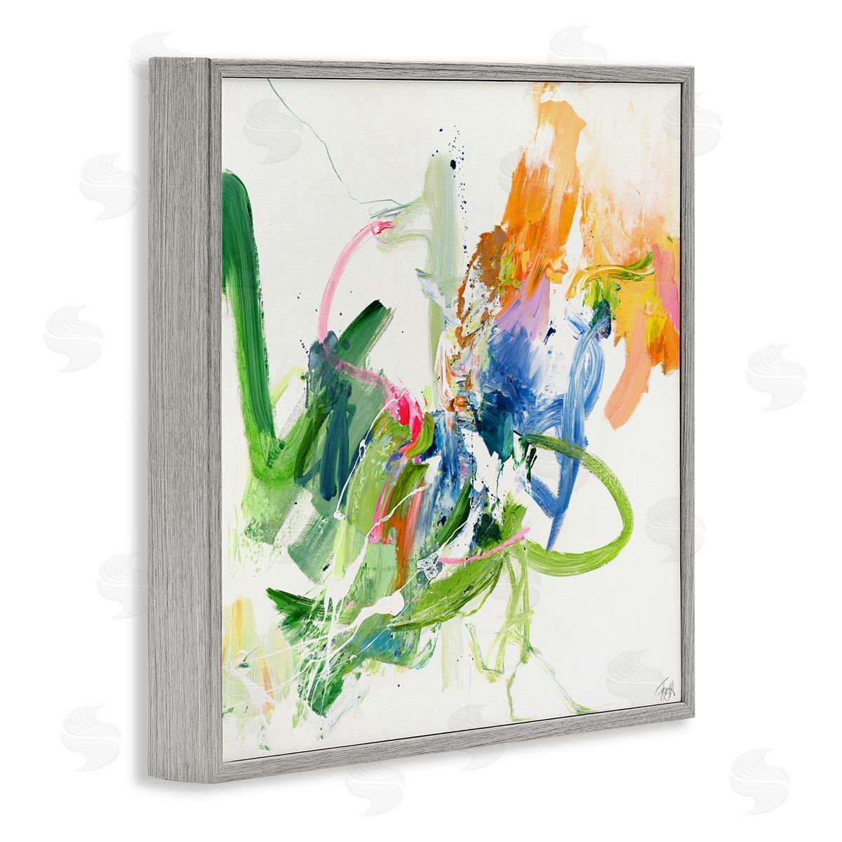 Design Fabrikken Confident Green Abstraction Gray Framed Giclee Print Wall Art