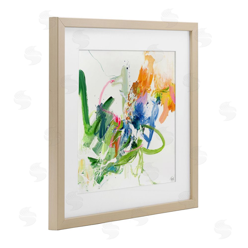 Design Fabrikken Confident Green Abstraction Brown Framed Print Under Glass Wall Art