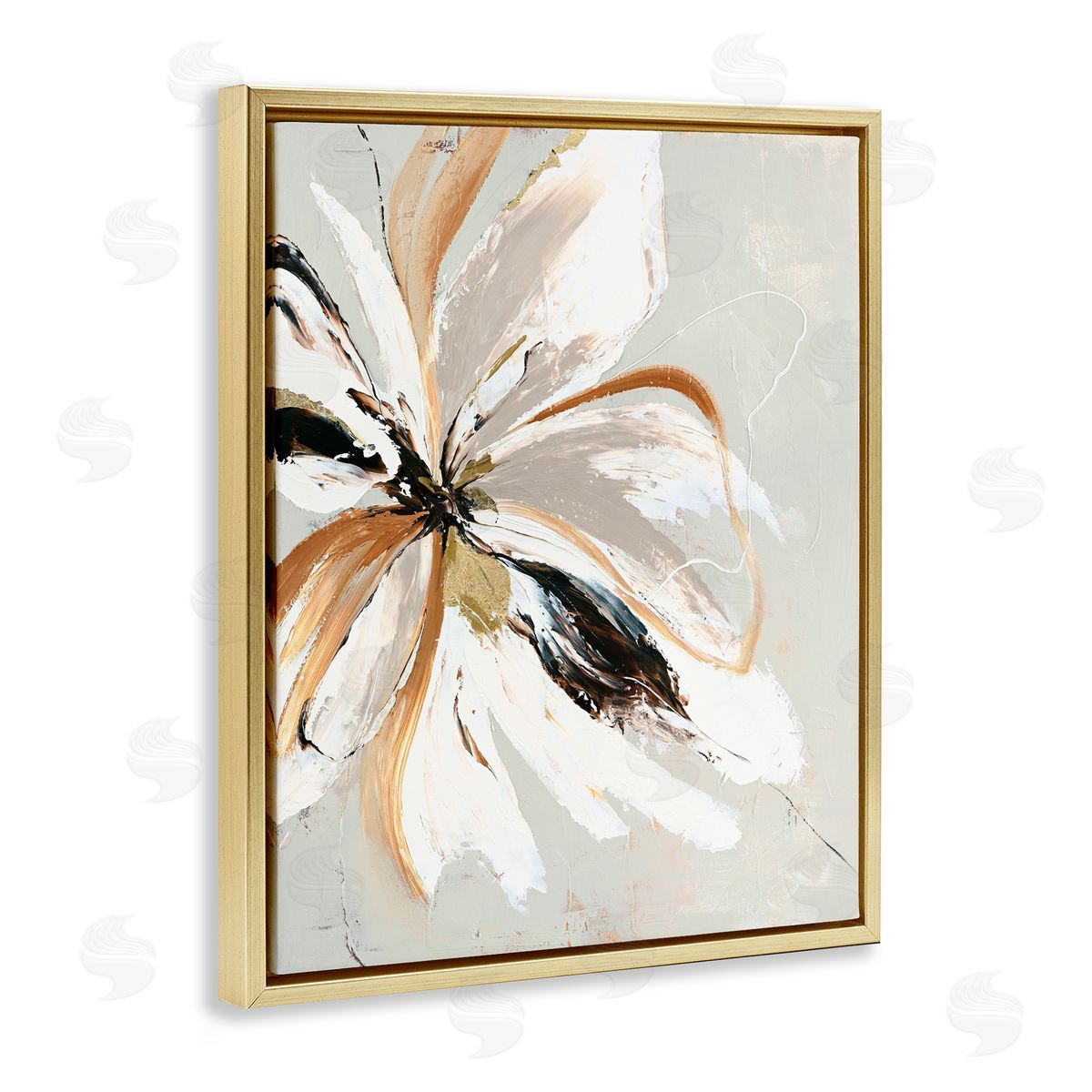 Design Fabrikken Expressive Cornelia Flower Gold Floating Frame Canvas Wall Art Print