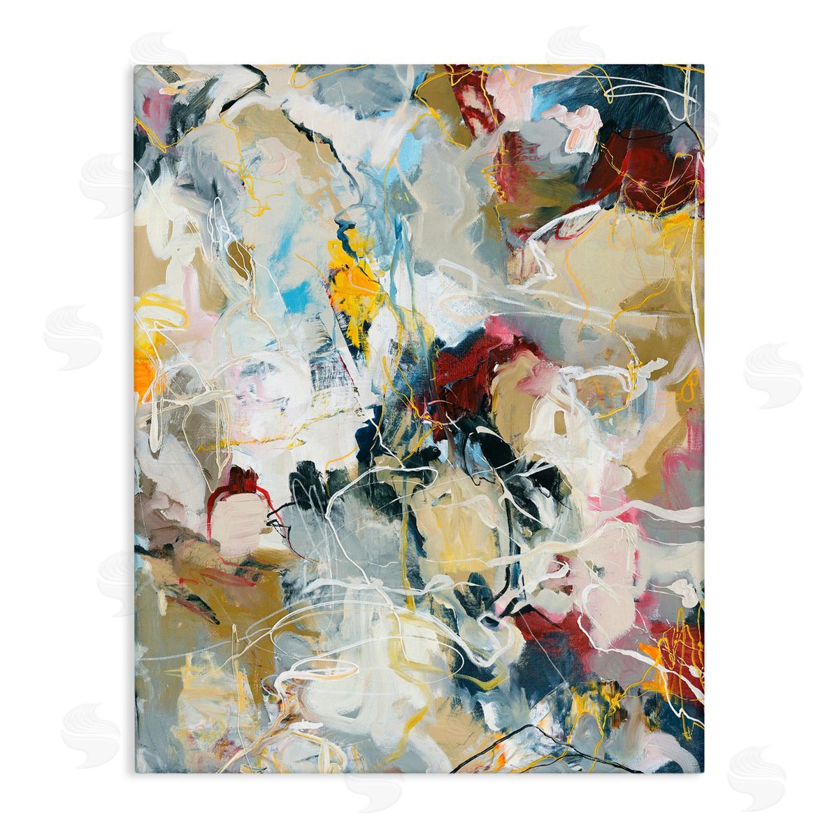 Design Fabrikken Energetic Frequency Abstract Stretched Canvas Wall Art Print